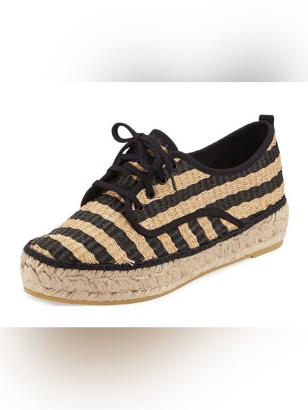 Loeffler Randall Alfie Raffia Striped Platform Espadrille Size 10